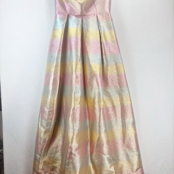 Betsey Johnson Metallic Gown Size 8 Rainbow Sweetheart-Neck Strapless Prom Dress - Picture 6 of 15